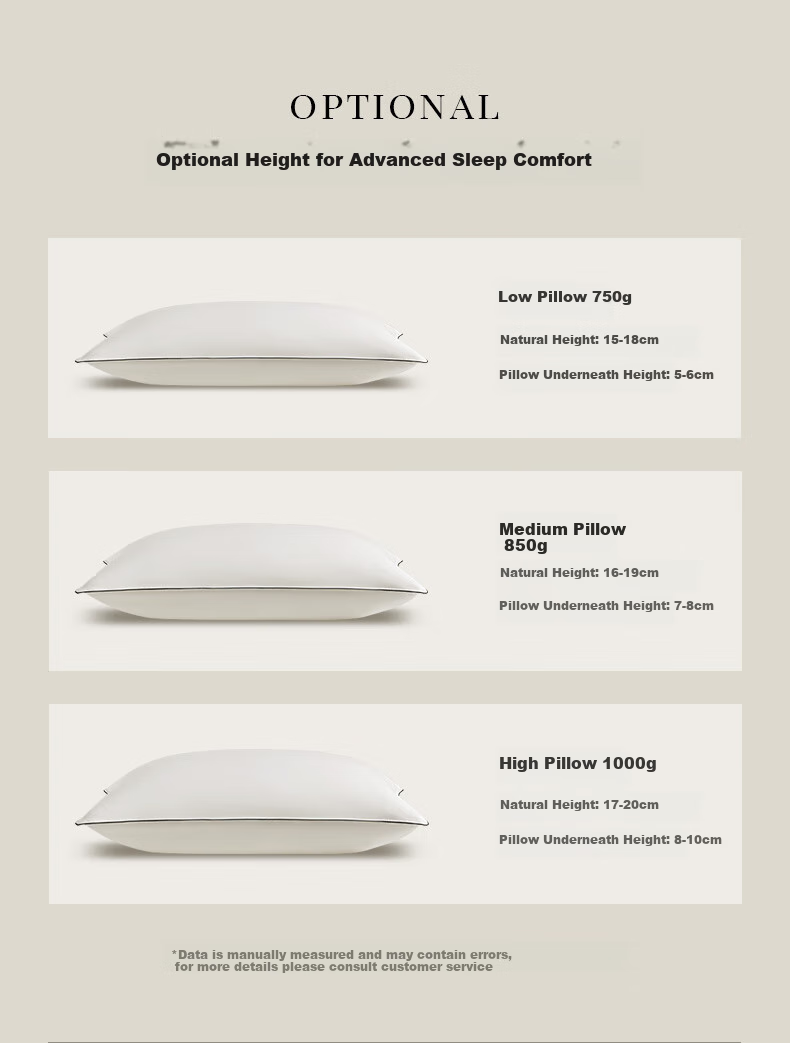 Canasin Hilton Pillow, All Goose Down, Five-Star Hotel Duvet, Class A 95% White Goose Down Pillow, Single Piece, 74*48cm 11