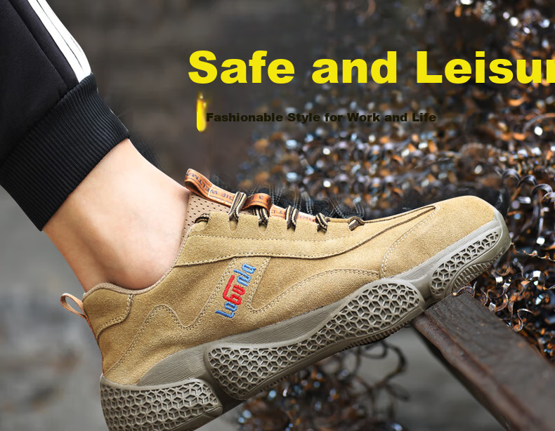 LAOGUANJIA Men's Safety Shoes with Steel Toe, Anti-Smashing And Puncture-Resistant Work Boots, Breathable, Wear-Resistant, Acid And Alkali Resistant Functional Shoes 927 Size 38 1