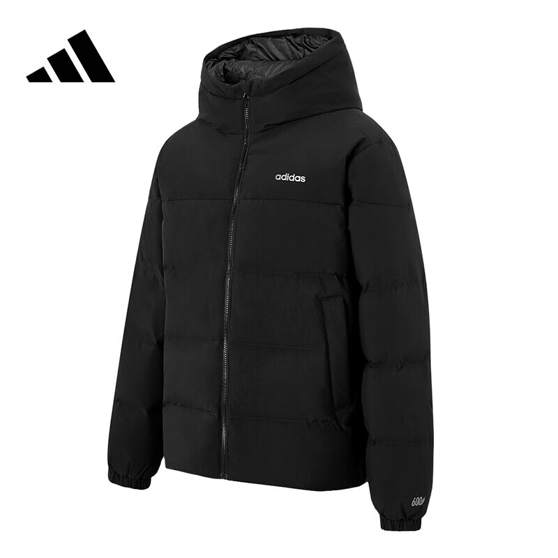 Adidas Men's Black 2XL Windproof Warmth Hotpot Down Jacket Comfortable Casual Sports Hoodie Coat 1