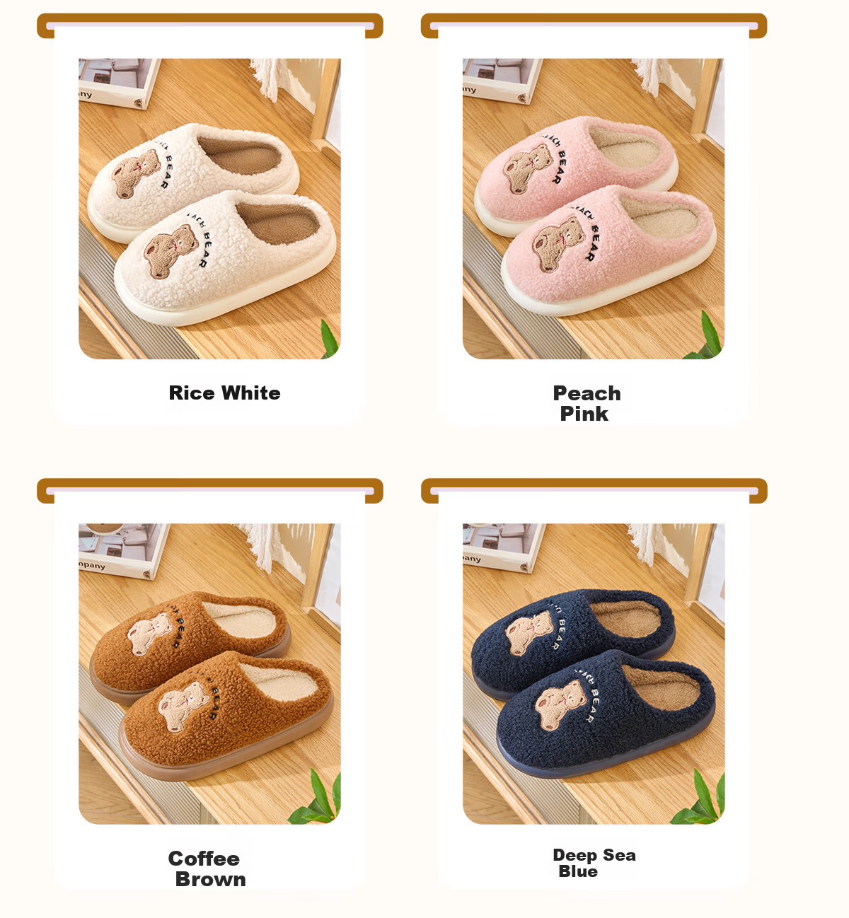 Grace Cute Cotton Slippers for Women, Autumn And Winter 2026 New Style, Indoor Fleece-Lined Warm Non-Slip Home Thick-Soled Couple Slippers 5