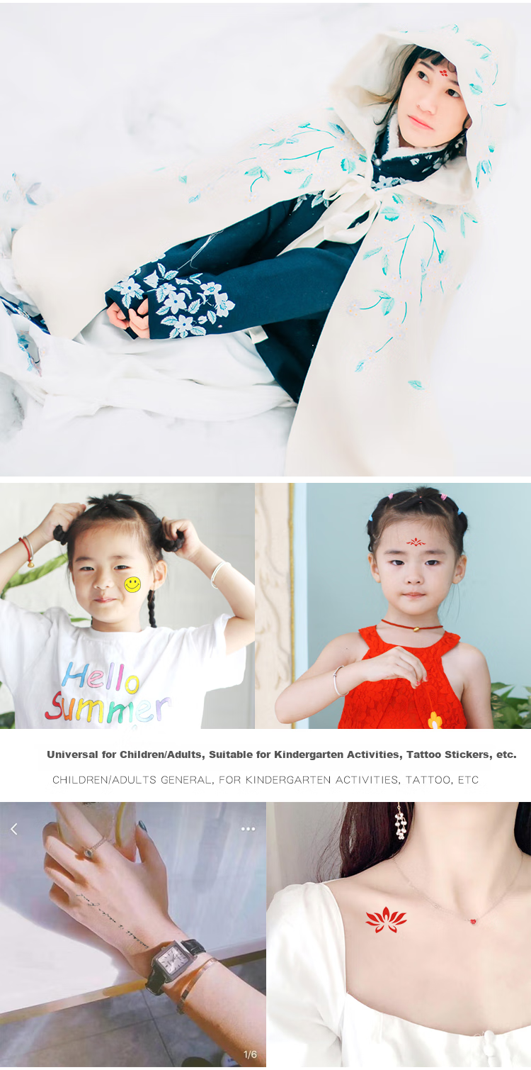 Danmiqi Children's Forehead Tattoo Stickers, Hanfu Ancient Costume Girls' Printed Stickers, Waterproof Forehead Stickers, Toy 4