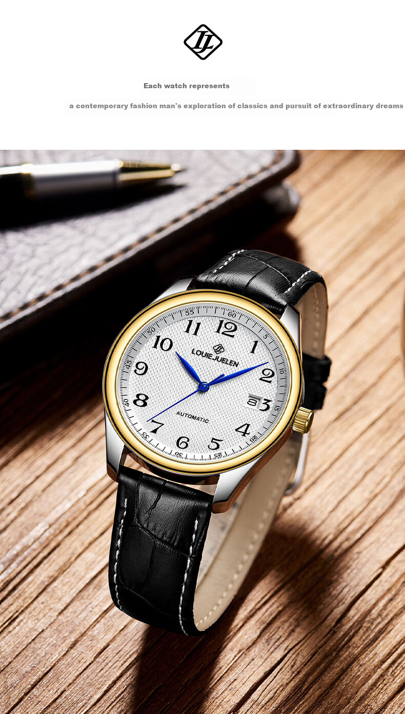 GEORGCOUNT Men's Watch, Silent Exam-Specific Fully Automatic Watch for Men, Suitable for Civil Servants, Postgraduate Entrance Exams, Middle And High School Students, Quartz Watch for Me 6