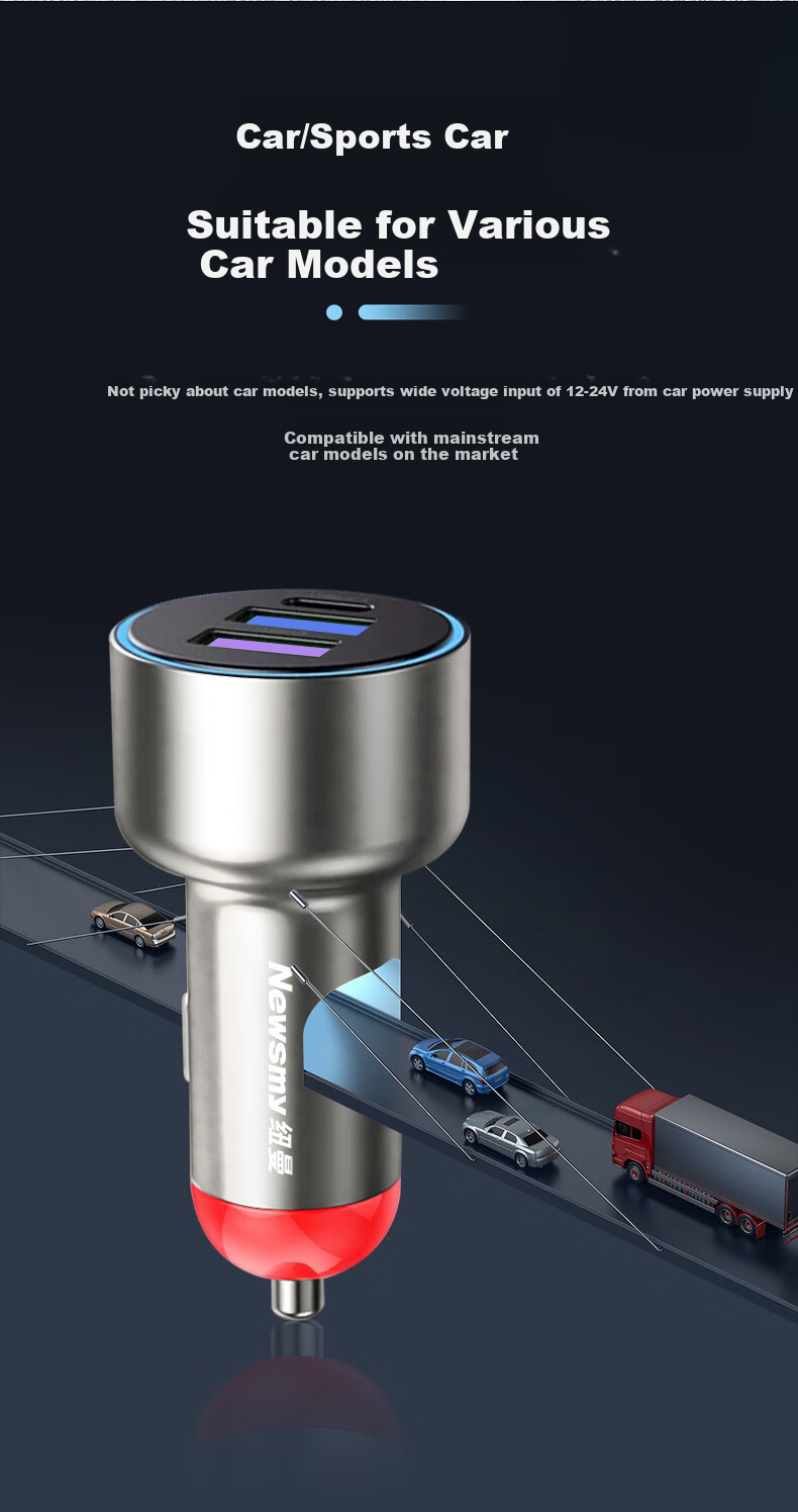 Newsmy 66W/100W Car Charger, Super Fast Charging Cigarette Lighter Adapter, Dual USB Ports [100/66W+PD45W] 14