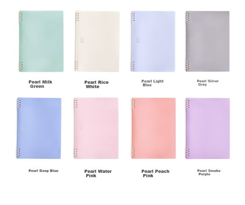 KINGJIM B5 Loose-Leaf Notebook, Business Office Student Journal, Diary, Spiral Notebook, Pearl White 9855TTE-GSR 5