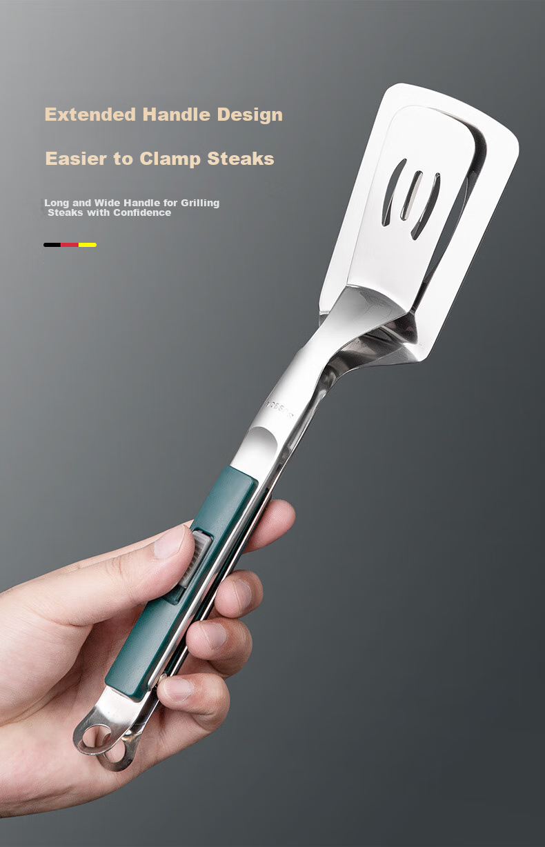 Newair 304 Stainless Steel Tongs, Food Clamps for Steak, Fish Spatula, Meat Tongs for Barbecue, Kitchen Heat-Resistant Food Clamps 4