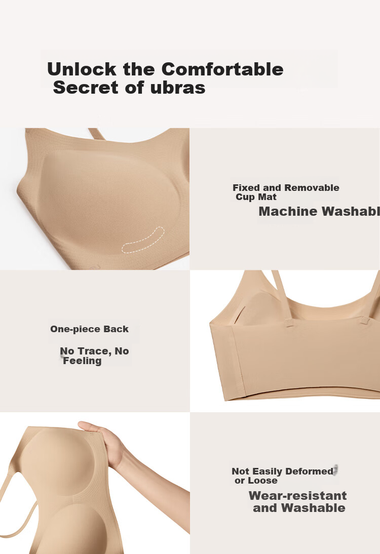 Ubras New Seamless Thin Strap Invisible Bra, No Size Powder Foundation Liquid Underwear, Invisible Skin Color, One Size Fits All 12