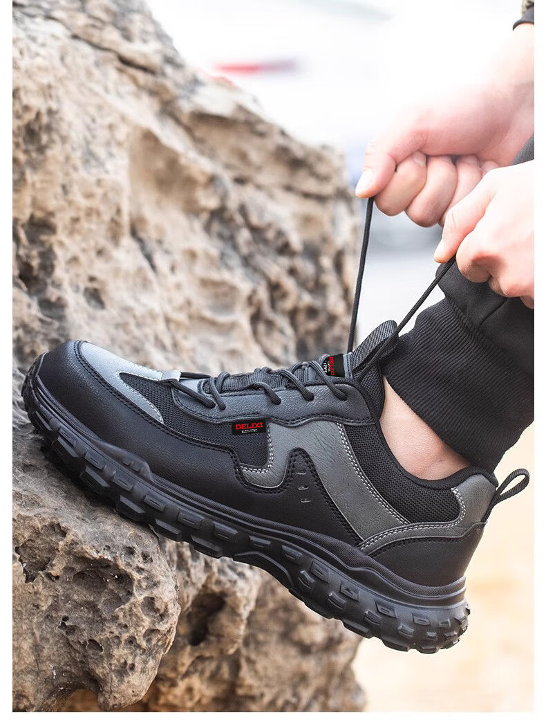 DELIXI ELECTRIC Safety Shoes for Men, Lightweight And Comfortable, New Ultra-Fiber Leather Toe Cap, Anti-Smashing, Puncture-Resistant, Soft, Non-Slip, Wear-Resistant Work Boots, Size 41, All Seasons Style 2
