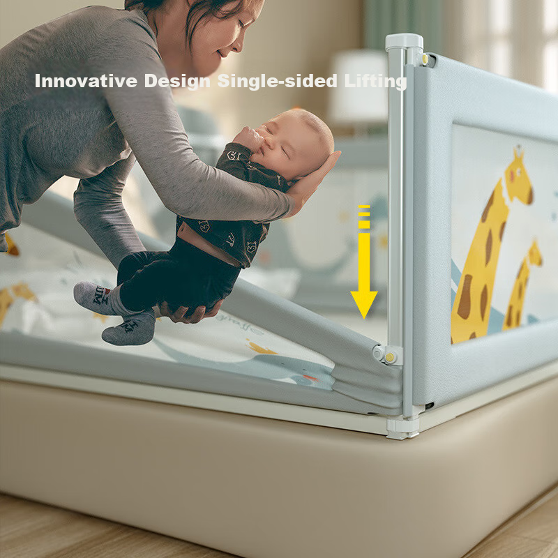 Zhibei Bed Guard Rail, Baby Crib Barrier, Infant Fall Prevention Guardrail, Adjustable Bed Rail Standard Version, Bear Baby 1.8 Meters
