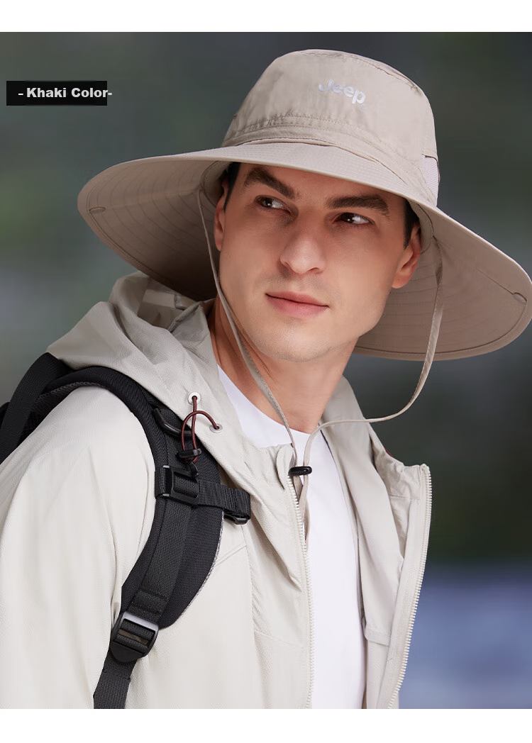 JEEP Sun Protection Hat for Men, Sun Visor Cap, Fisherman Hat, Fishing And Hiking Hat, Summer Outdoor Hat for Men, Dark Spring Gree 18