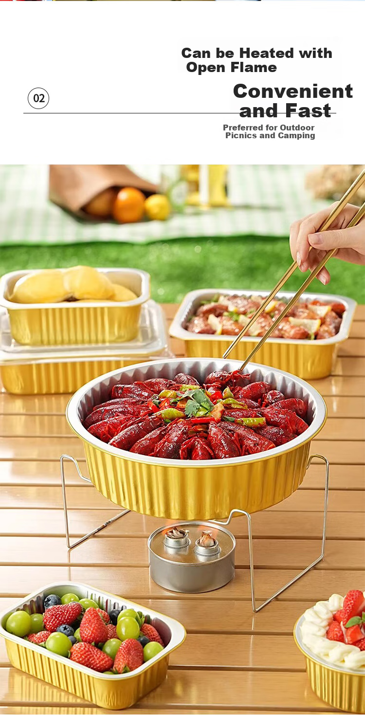 Maxcook Air Fryer Aluminum Foil Trays, Aluminum Foil Plates Bowls Baking Pans for Baking Barbecue Hot Pot Disposable with Lid 5 Pieces MCPJ6613 4