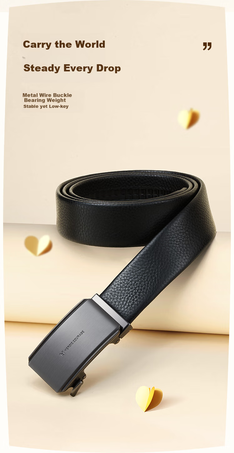 HLA Men's Belt, Birthday Gift, Automatic Buckle, Top-Grain Leather, Gift Box Packaging, New Style, Birthday Present for Husband Or Father 12