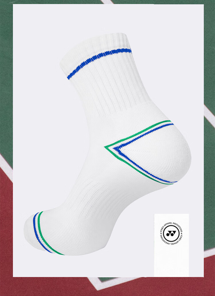 YONEX Badminton Socks Running Fitness Sweat-Absorbing Breathable Professional Sports Socks Men 145045BCR White Navy Blue 5