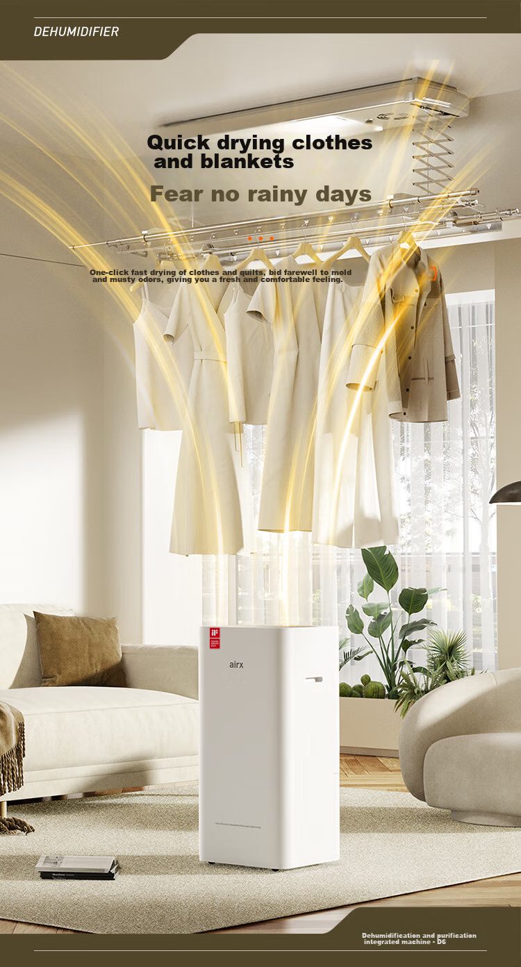 Airx Dehumidifier Air Purifier All-In Home Appliance, 30L/Day, for 70㎡ Bedroom And Basement, Moisture Absorber And Purifier D3 10