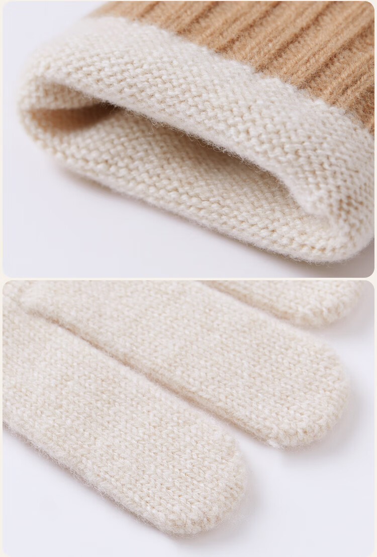 JIUMU Pure Wool Warm Gloves for Women Winter Thickened Knitted Wool Gloves Outdoor Driving Cycling Cold-Resistant Gloves 2