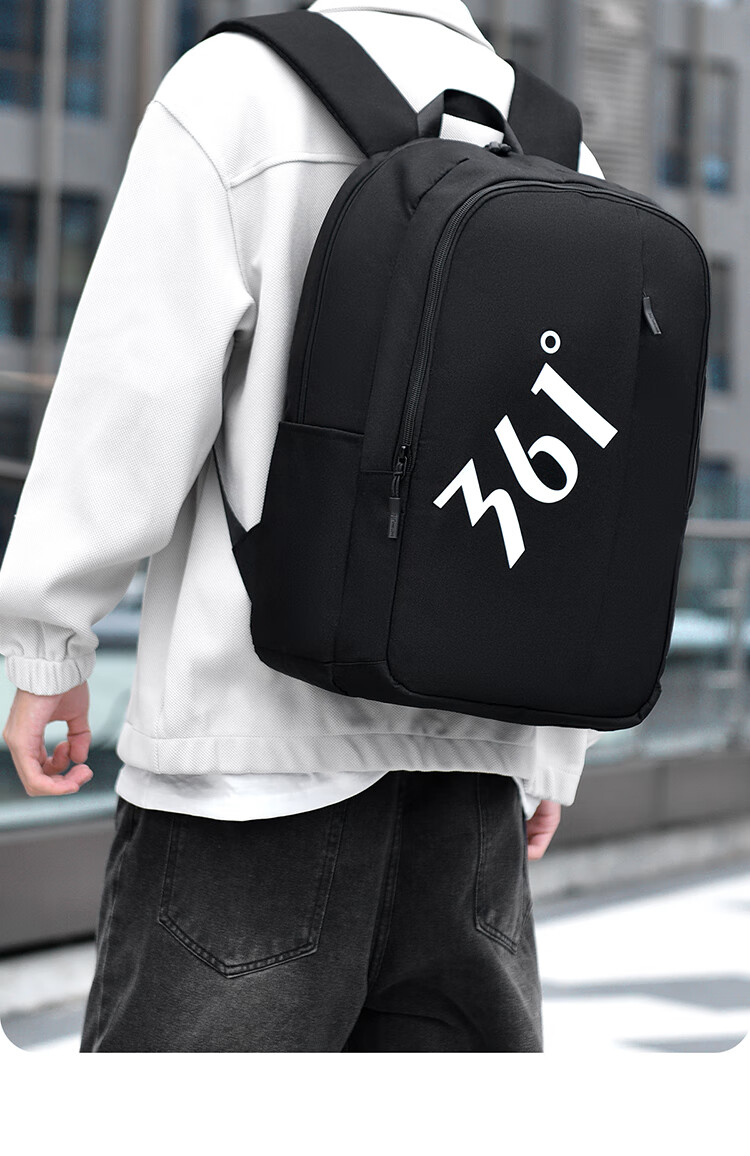 361° Backpack 2025 New Large Capacity School Bag Outdoor Sports Casual Laptop Bag Black 8
