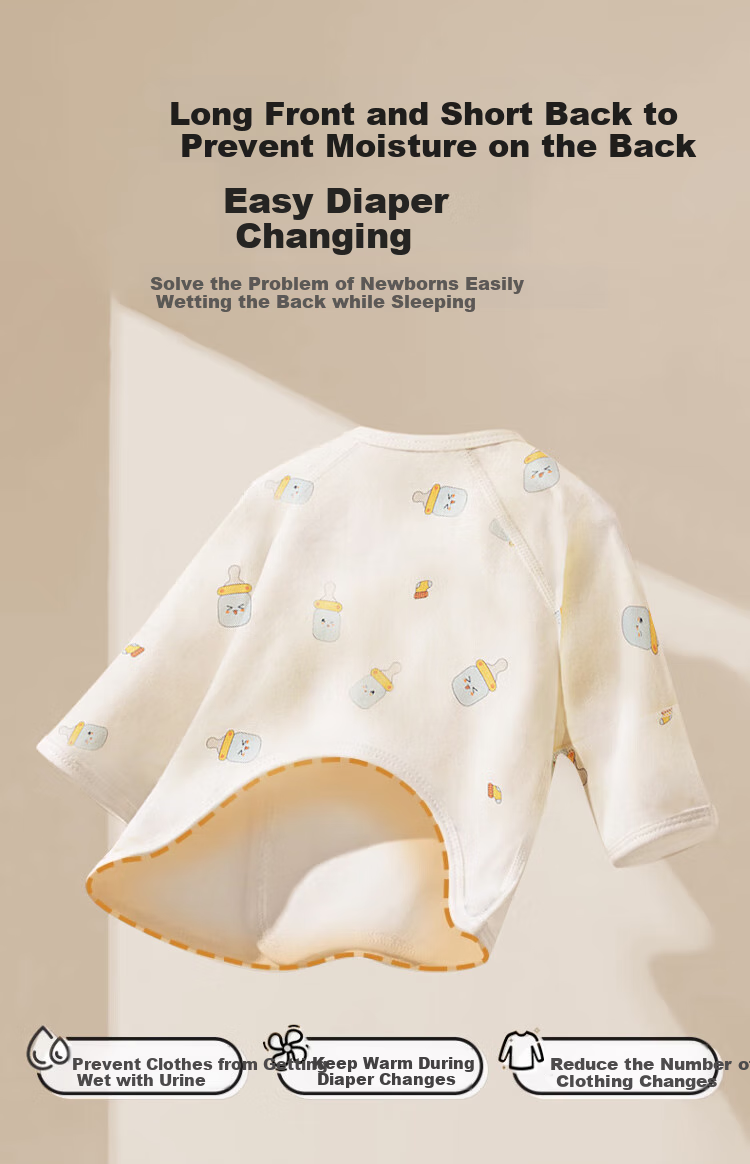 Aibaoshi Baby Clothes, Pure Cotton Spring And Autumn Half-Back Shirt, Infant Home Wear, Newborn Monk Robe, Penguin, Size 59, T133 9