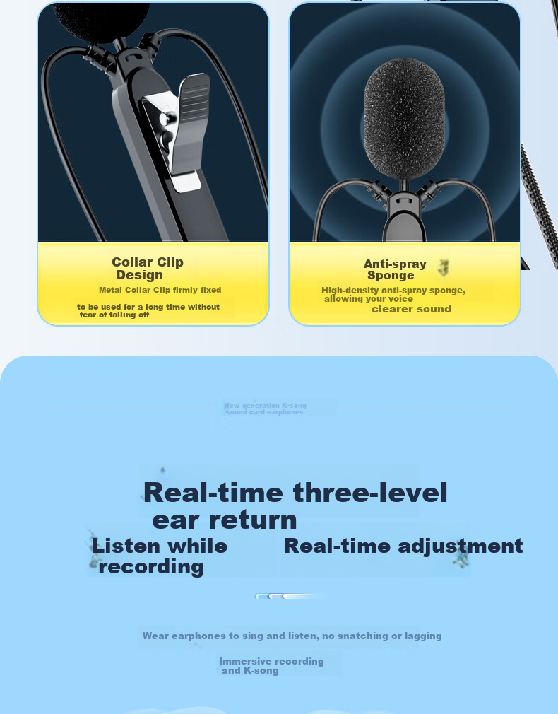 WITGOER [Noise-Cancelling Anti-Spray Microphone] Karaoke Wired Headphones, Lightning Singing Recording Mobile Phone Microphone, Direct Streamer Microphone with Built-In Sound Card, Suitable for Quanmin Changba 5