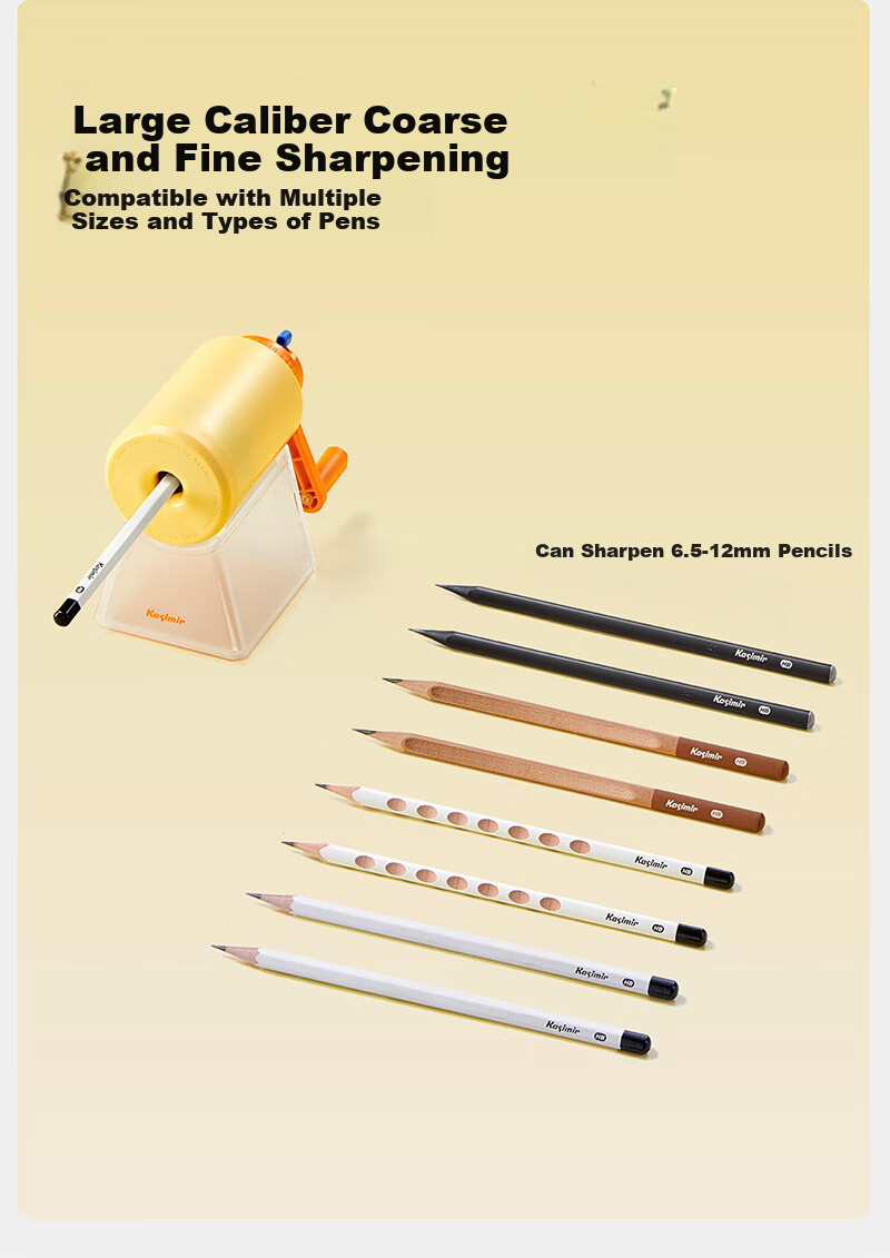 Kasimir Pencil Sharpener, Thick And Thin Barrel, Hand-Cranked Rotary Pencil Sharpener, Durable Automatic Lead Feeder, Elementary School Pencil Sharpener, Back-To Checklist 2