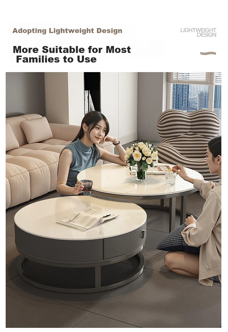 Qianxihuafu Coffee Table, Living Room Luxury High-End Feel, 2026 New Model, Rock Slab Coffee Table, Small Apartment Home Use, Gray 60cm, White 80cm, White 3