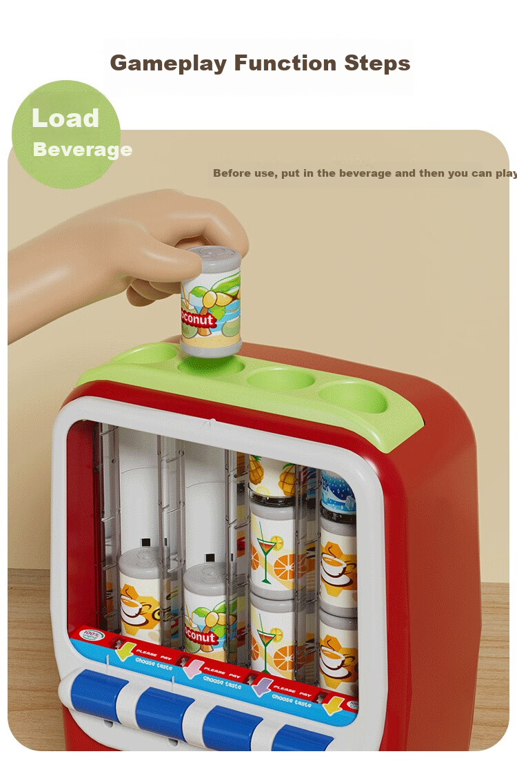 Mabaozibao Beverage Vending Machine Toy, Automatic Coin-Operated, Educational for Children And Girls Aged 3-6, Pretend Play, Birthday Gift for Boys 3