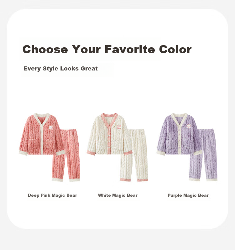 DEESHA (DEESHA) Thickened Double-sided Flannel Girls' Fleece Cardigan Set Spring Autumn Winter Home Wear Pajamas Pajama Pants Can Be Worn Out 10
