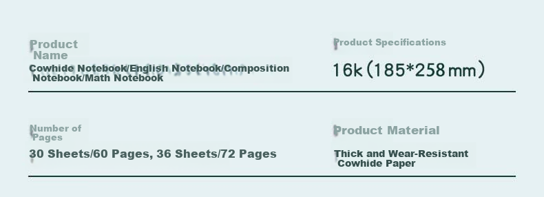 Licao Notebook, 16k Pages, Exercise Book with Kraft Paper Cover, Simple Stitching, Student Journal, 26 Lines, 5 Books/300 Sheets 14