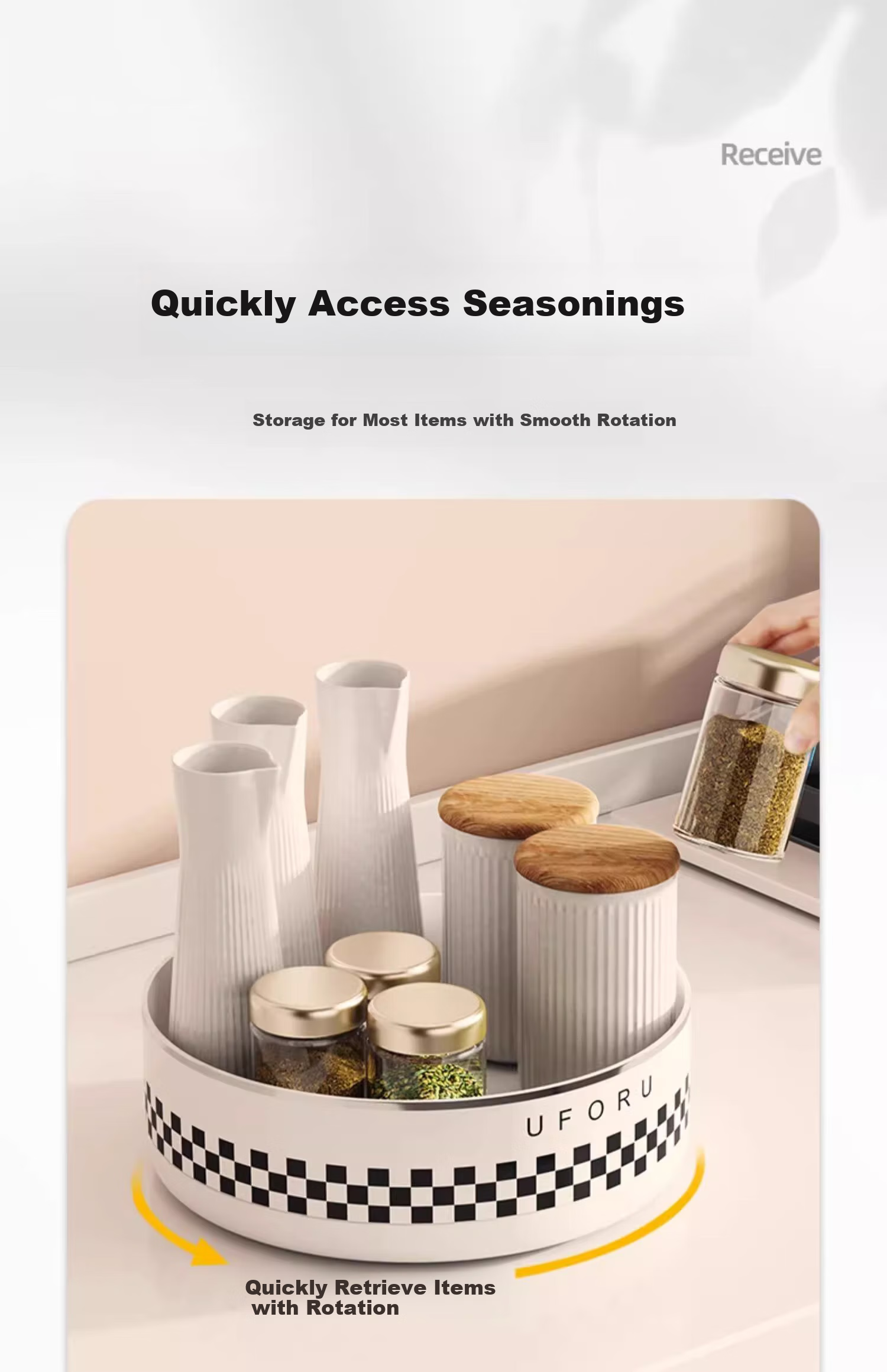Jiadu Rotating Condiment Storage Rack, Countertop Multifunctional Oil, Salt, Sauce And Vinegar Seasoning Organizer Box 8