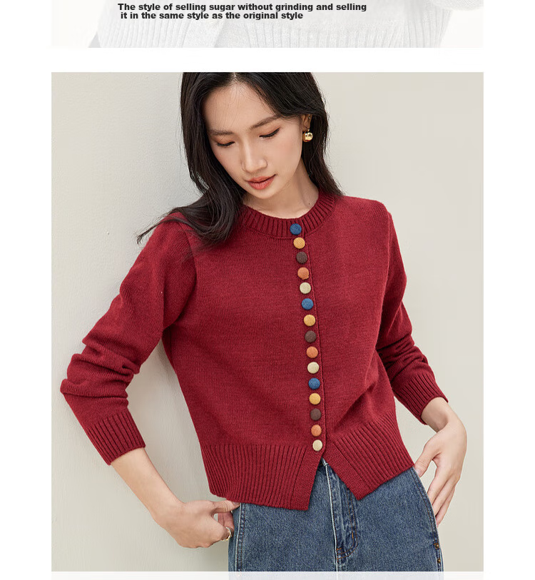 Sentubila Premium Knit Cardigan Women Autumn Winter Loose Slim Fit Petite Long Sleeve Jacket Top Dark Navy JM 5