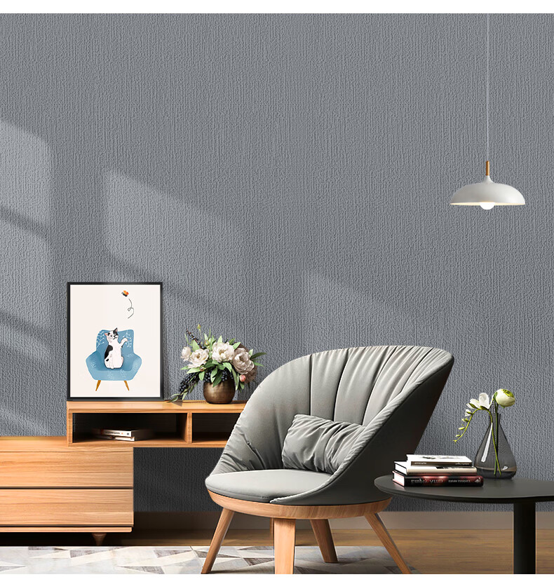 Cuttlefish Self-Adhesive Wall Sticker Thickened Linen Texture 0.5*10m Light Gray Bedroom Wall Border Living Room Background Waterproof Moisture-Proof 11