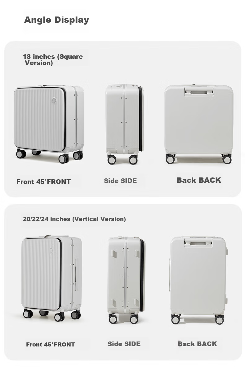 Mixi Front-Opening Aluminum Frame Suitcase, Trolley Case with Password Lock, Large Capacity Luggage for Travel, Carry-On Suitcase for Me 23
