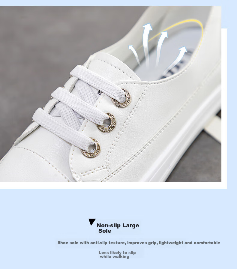 Huili Women's Shoes Spring And Summer White Sneakers Versatile Casual Flat Shoes Slip-On Breathable Soft-Soled Shoes White Size 36 7