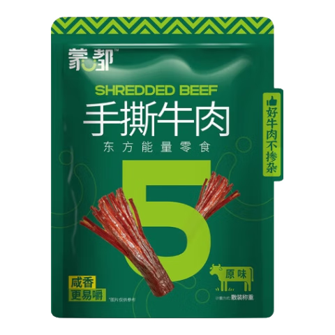 蒙都 手撕牛肉干 原味488g 约五成风干 袋装 散称 休闲零食 清真