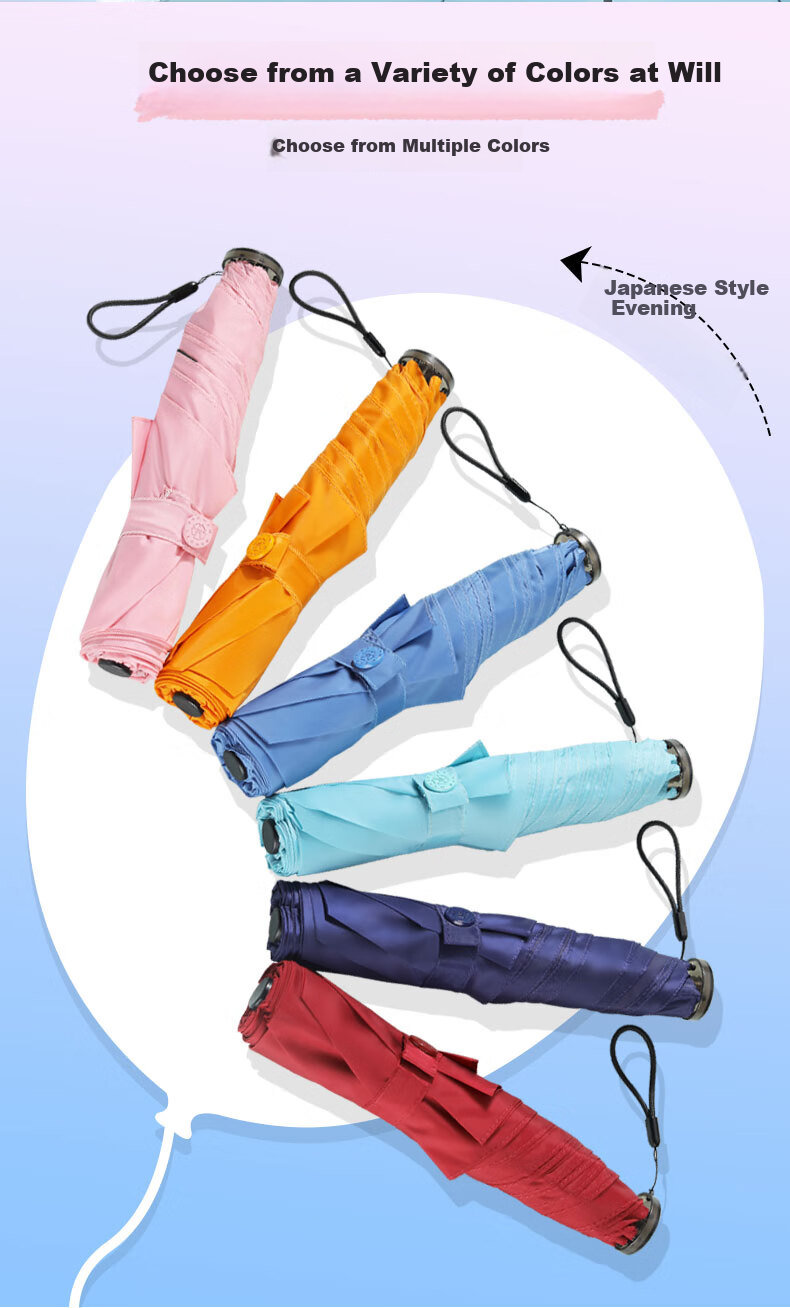 MAMORU UV Protection Sun Umbrella, Tri-Fold Colored Plastic Sunshade, Ultra-Light Carbon Fiber Pencil Umbrella 135g Light Gree 6