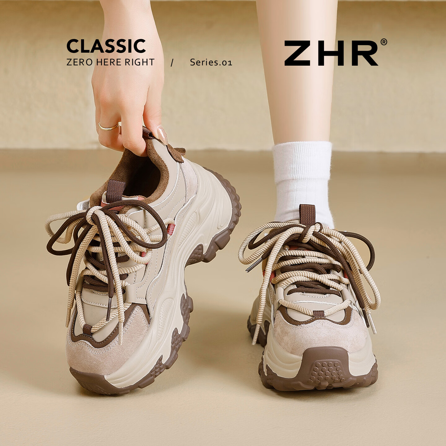ZHR Women's Dad Sneakers Fleece Lined Warm Sports Casual Shoes Thick Sole Height Increasing Outdoor Cotton Shoes KS268A Red Brown Size 38