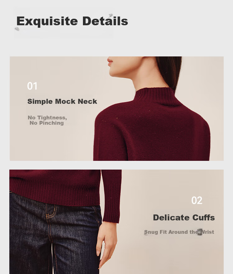 JD Original Women's Sweater, Fashionable Knitted Top, New Year Winter Pure Wool Pullover, Round Neck, Angola Red, Size L 18