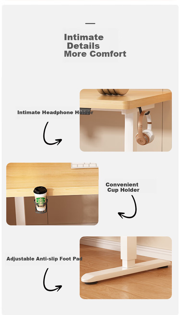Anerya Electric Height Adjustable Computer Desk, Standing Desk, Gaming Desk, Study Desk, Office Workstation, Natural Wood Color, 140cm 11