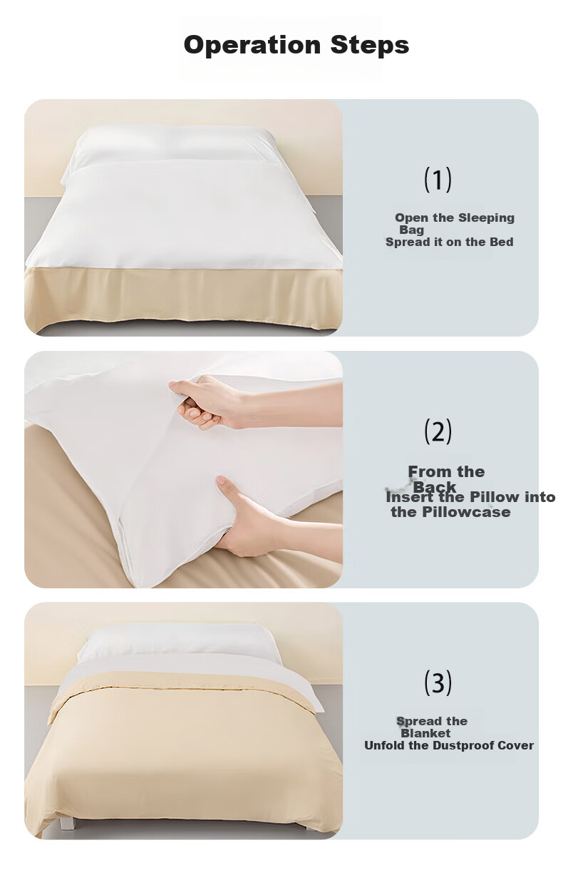 Grace Disposable Sleeping Bag, Hotel Hygiene Travel Bed Sheet Set, Four-Piece Single/double Bedding Set, Integrated Design, 2-Pack 9