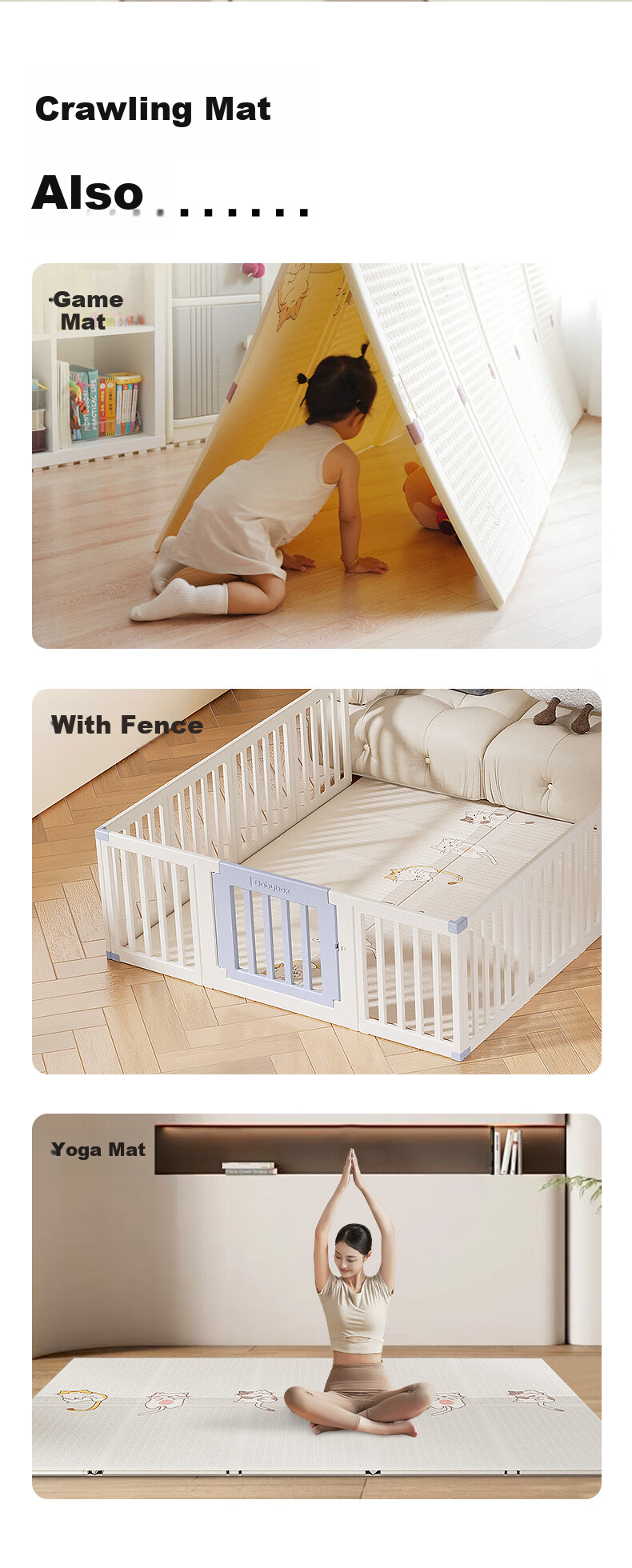 Beiboshi Babybox Crawling Mat, Infant Play Mat, Antibacterial XPE Thickened Foldable Floor Mat, 180*200*2cm 7