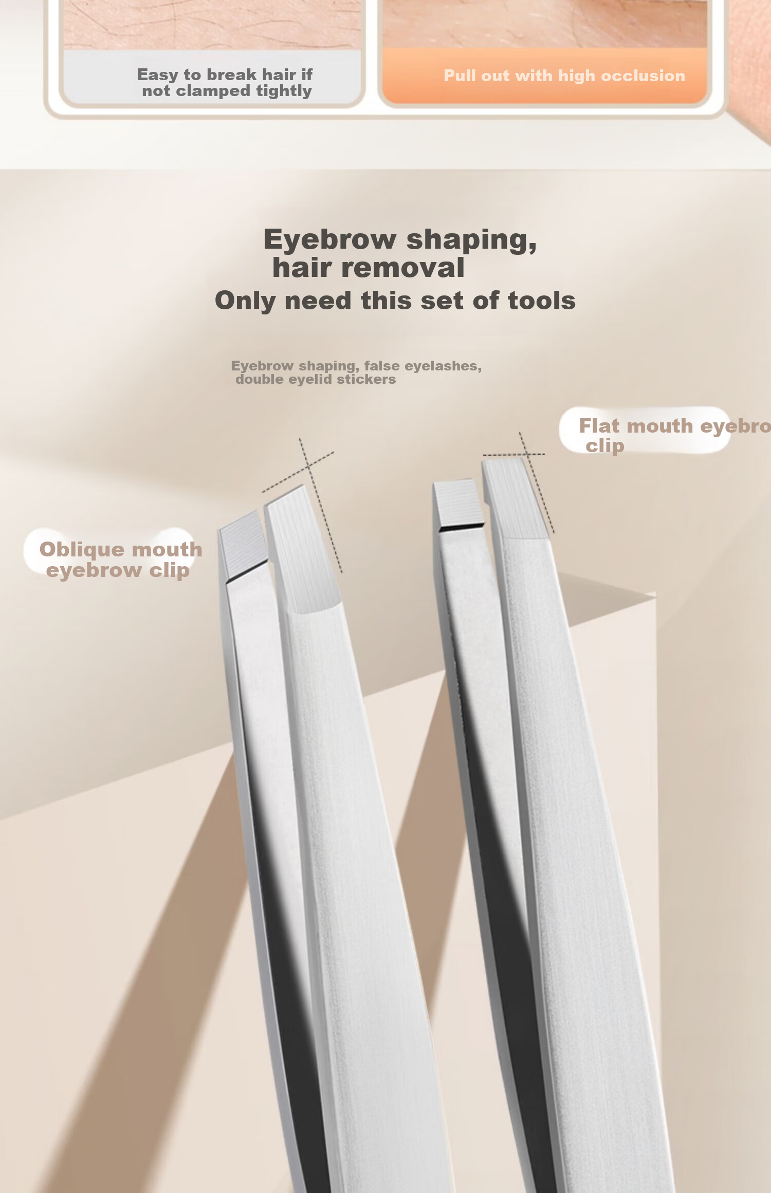 Haifeinuo Eyebrow Tweezers, High-Precision Hair Removal Tool, Eyebrow Pluckers, Beard Trimmers, Hair Clips, False Eyelash Applicators, 4 Pieces 7