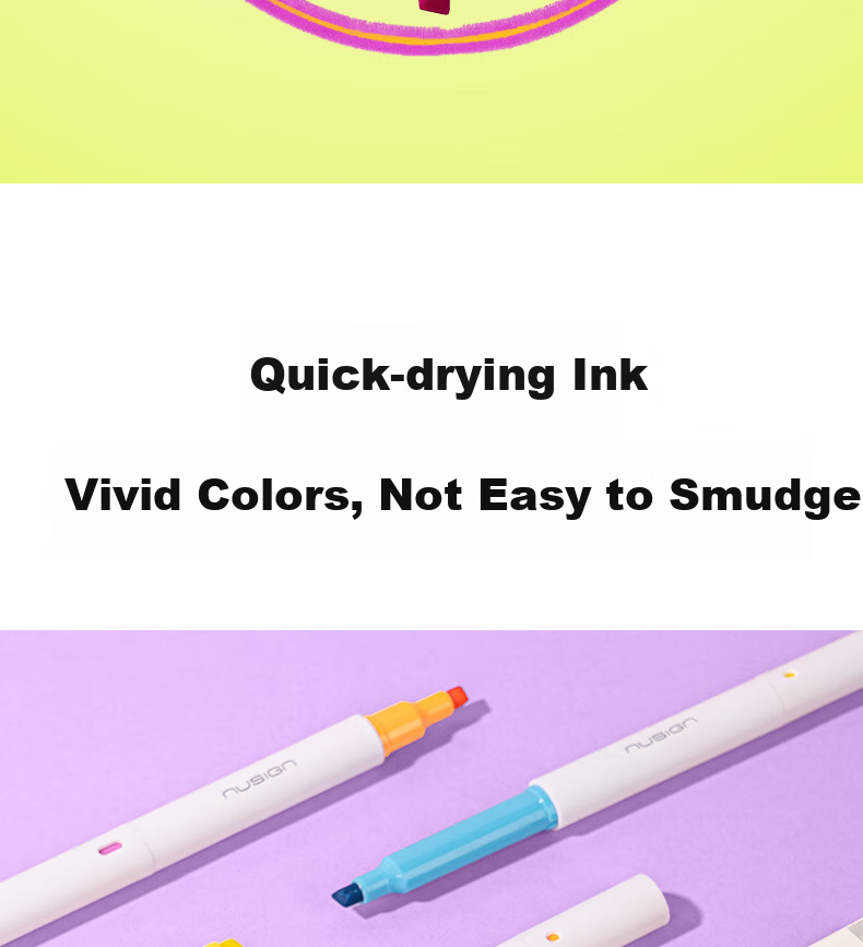 NUSIGN Dual-Tip Two-Color Bleed-Resistant Highlighters for Exam Review And Key Marking, 6 Colors, 3 Pens NS720-1 [Best-Selling Product], Deli's High-End Brand 5