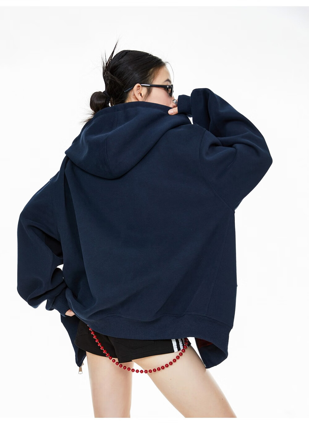 ICH MODE Women's Hoodie American Vintage Loose Fit Zip-up Sweatshirt Spring Autumn New Light Heather Gray L 8