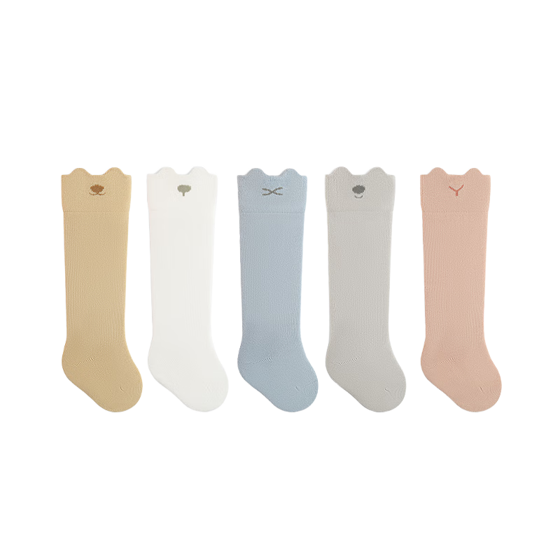Five Cotton 3 Pairs Baby Socks Autumn Winter Anti-Mosquito Long Tube Combed Cotton Children's Socks Baby Loose Top Non-Tight Class A
