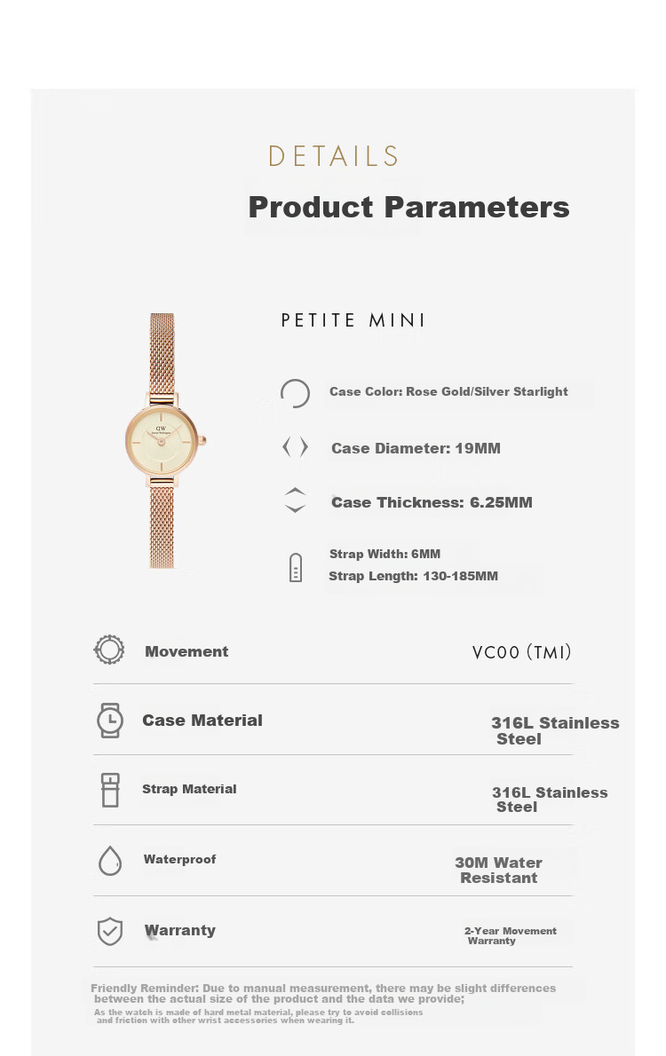 DanielWellington DW Ladies' Watch, Mini Round Sugar, Delicate Fashion European And American Wristwatch, Birthday Gift for Girlfriend, DW741 8