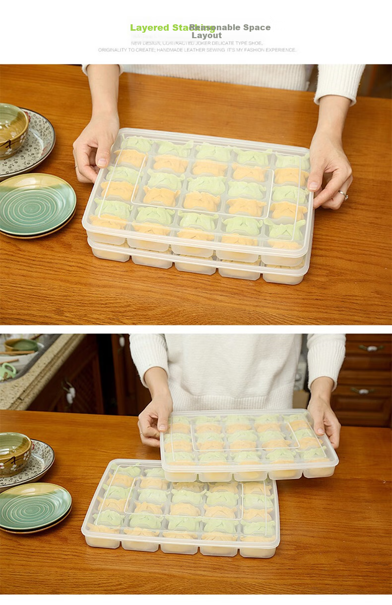 Babike Single-Layer 30-Compartment Food Storage Container, Non-Stick Refrigerator Organizer Box, Microwave-Safe And Defrostable 6