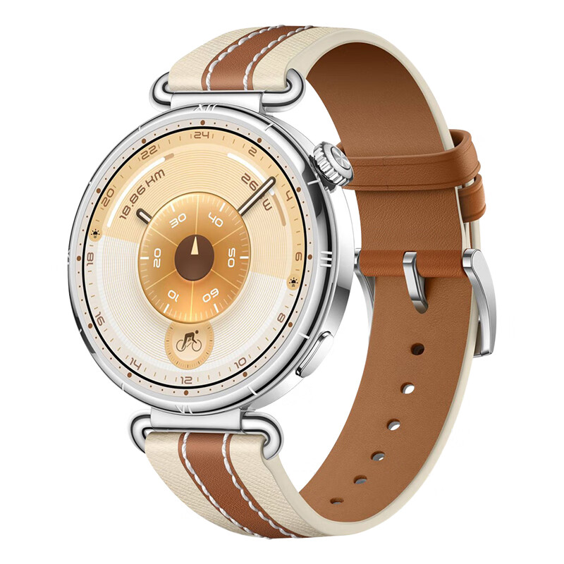 Weiqiantu Genuine Leather Saddle Strap for Huawei Watch GT6/GT5/GT4, Genuine Leather Composite Strap, GT6 Official Style, 18MM Interface, Saddle Brown, 41/42mm Dial