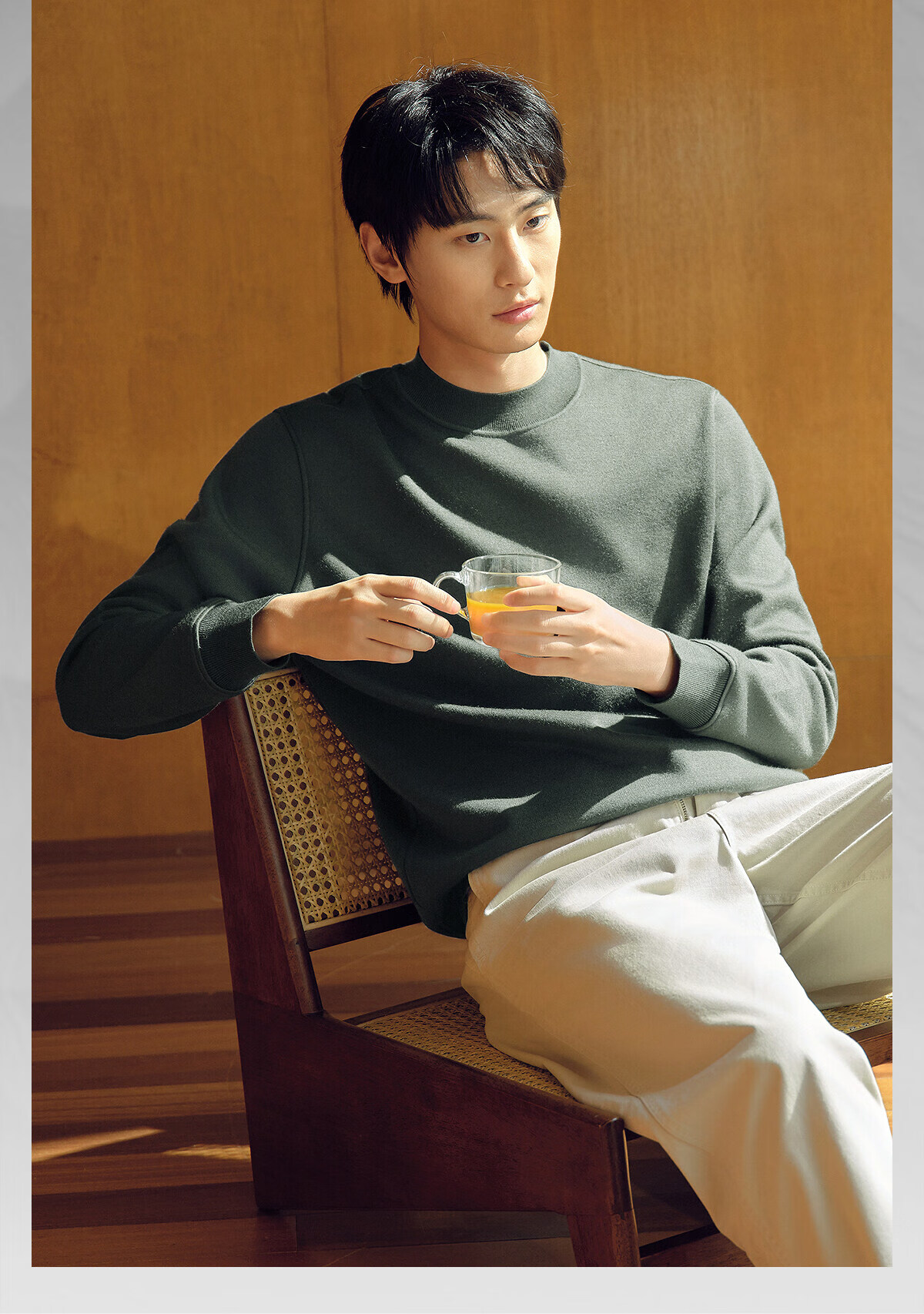 Hodo Machine Washable Full Wool Fleece-Lined Men's Autumn Winter Knit Crew Neck Sweater 3