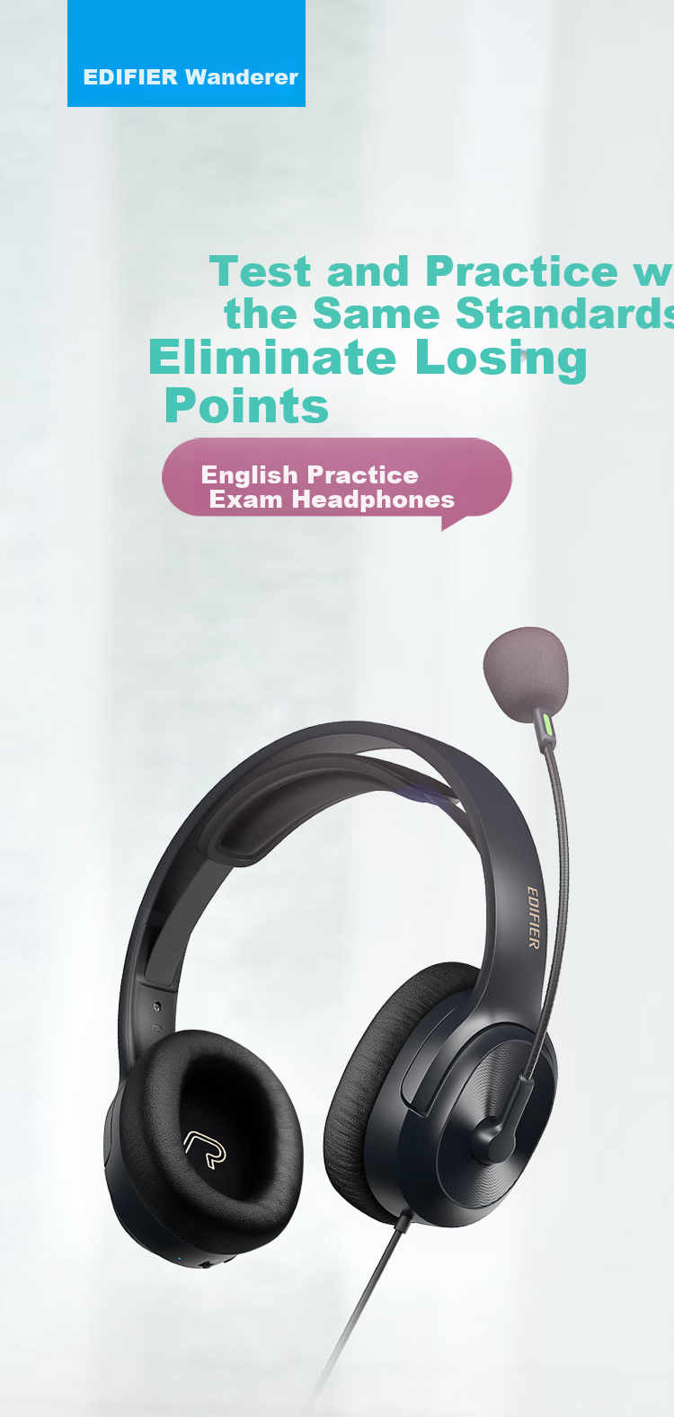 EDIFIER USB K5000 Type-C Version Professional Exam Headphones, Over-Ear Computer Headset, Specialized for Listening, Speaking And Oral Training, Educational Headphones, Online Course Headphones 1
