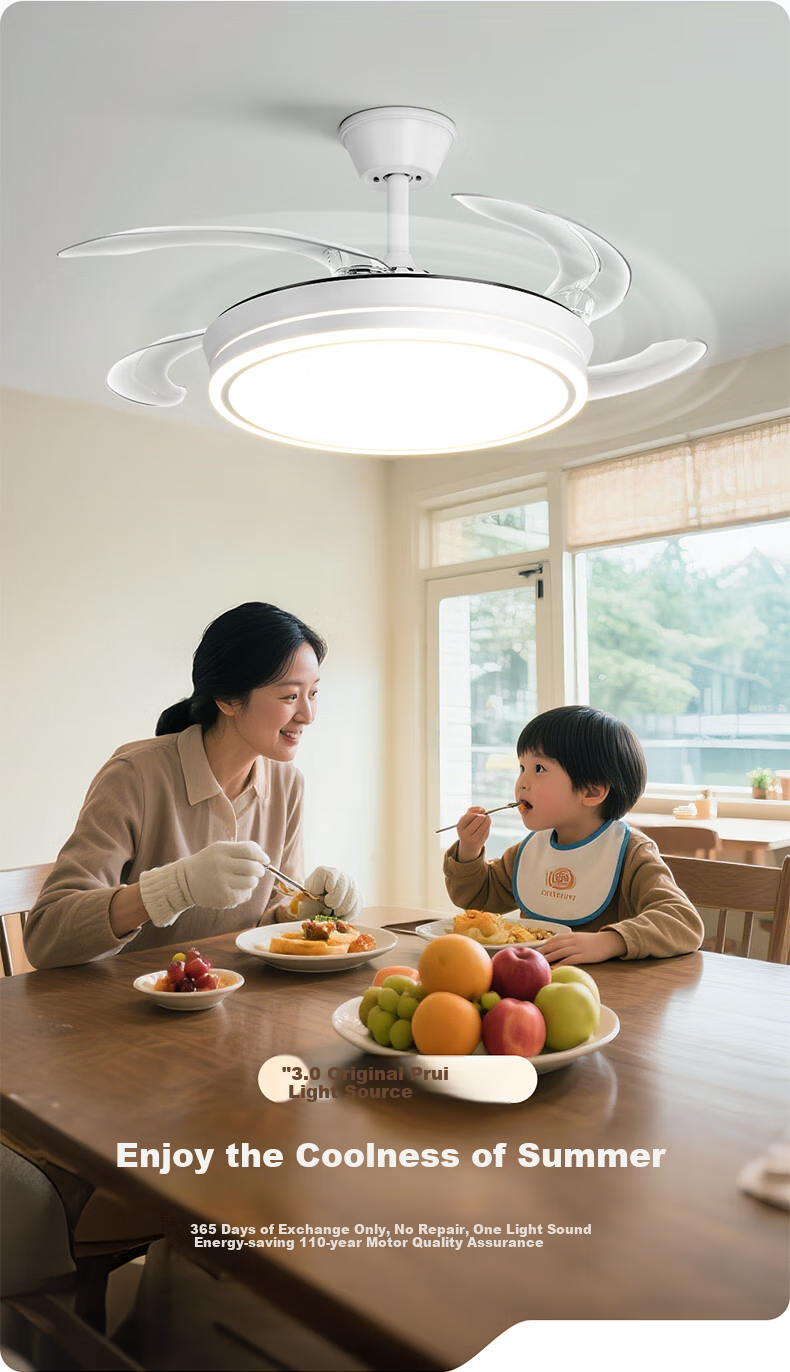 HP Pure Light Invisible Fan Lamp Integrated Dining Room Ceiling Fan Light Bedroom Zhongshan Lighting Zhenzhiguang with Installation Service 3