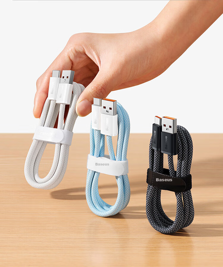 BASEUS Type-C Data Cable, 6A, Suitable for Huawei Honor Xiaomi Super Fast Charging 100W/66, Charging Cord WPura70/Mate70/60Pro+, Android Phones, Car Charger, 2 Meters White 6