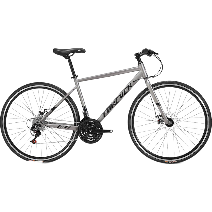 FOREVER 700C Flat Handlebar Road Bike, 27-Speed, for Men And Women, Adult Student Sports Leisure Bicycle, Gray
